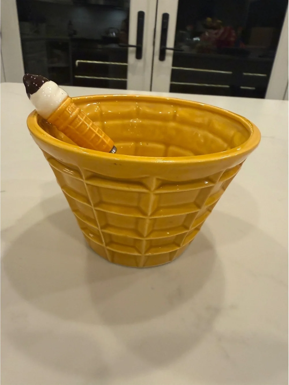 Ceramic Ice Cream Cone Bowl with Matching Spoon